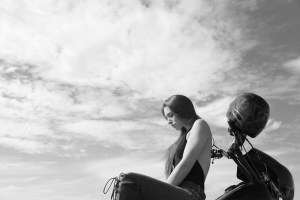 Ashleah O'Shea on a motorcycle